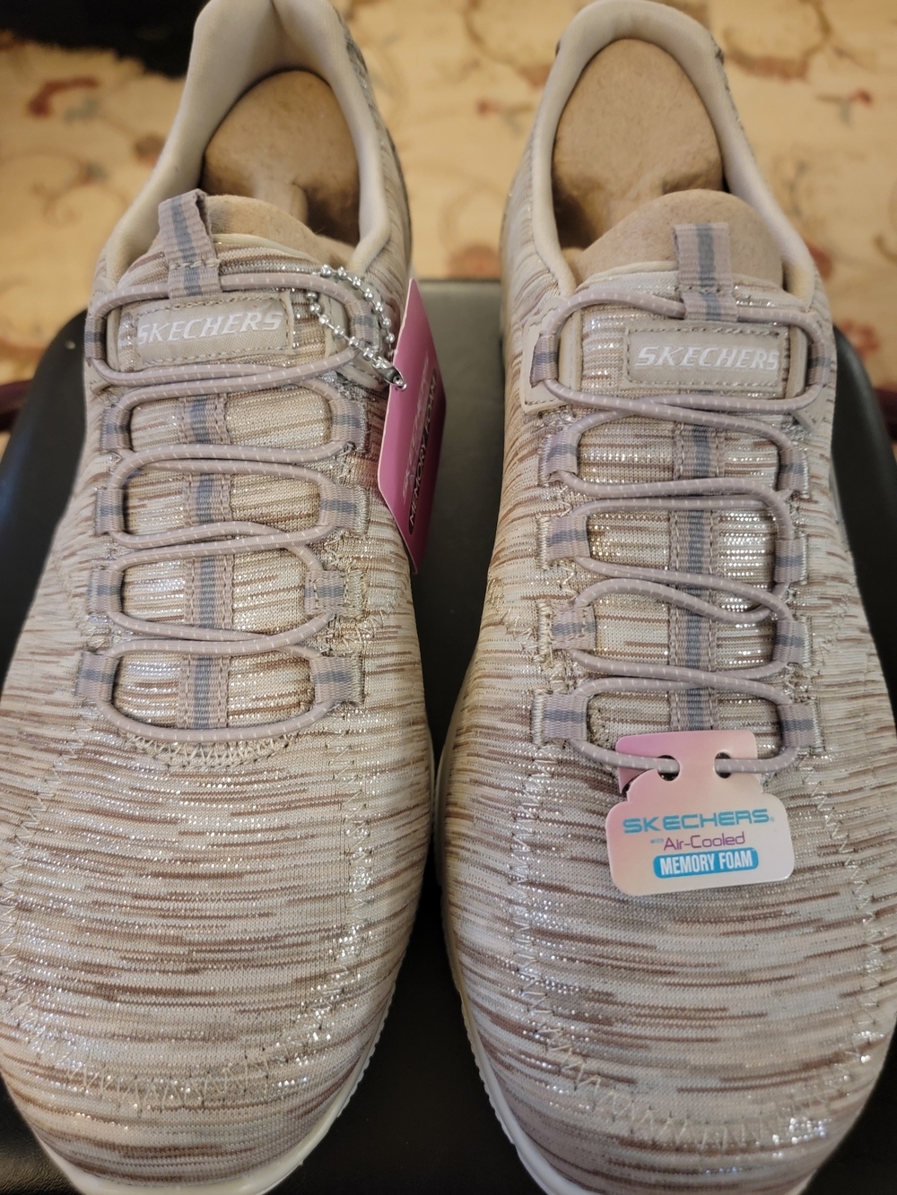 NEW WWT Skechers Women's Slip-On Sneakers in Beige with Sparkle SZX 11 M